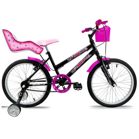 Imagem de Bicicleta Infantil Aro 20 Feminina Rodinha Lateral + Cadeira
