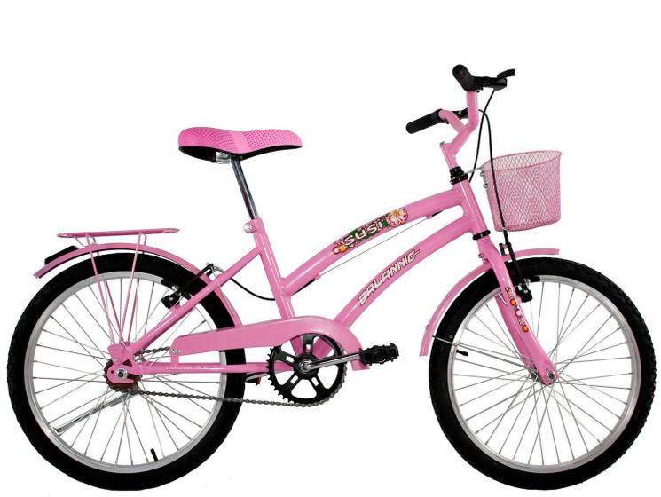 Imagem de Bicicleta Infantil Aro 20 Feminina Susi Rosa Com Para-lama e Cesta