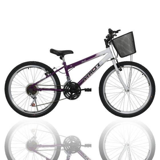 Bicicleta Athor Bike Model Aro 24 Rígida 18 Marchas - Branco/roxo