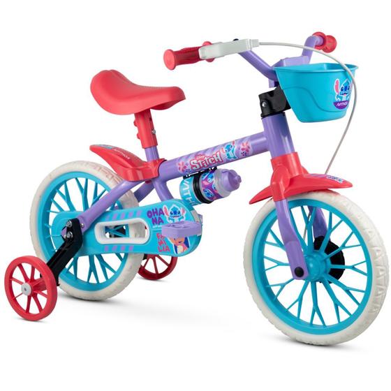 Imagem de Bicicleta Infantil com Rodinha aro 12 Stitch Menina Nathor