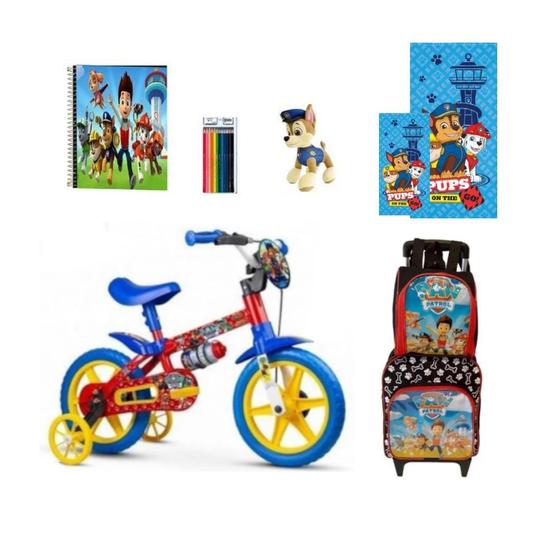 Imagem de Bicicleta Infantil Criana Aro 12 Patrulha Canina - 8 Itens