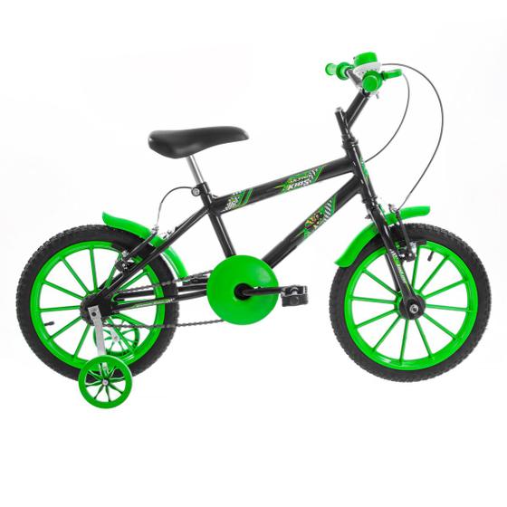 Bicicleta Ultra Bikes Kids Aro 16 Rígida 1 Marcha - Preto/verde