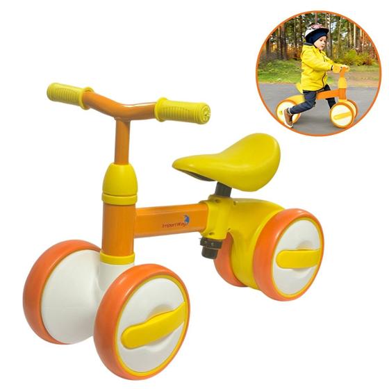 Imagem de Bicicleta Infantil de Equilíbrio 4 Rodas Triciclo sem Pedal Coordenação Amarela Importway Bw309am