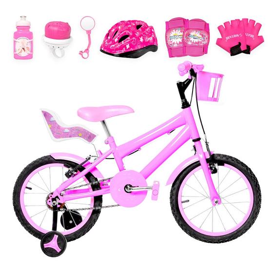 Imagem de Bicicleta Infantil Feminina Aro 16 Alumínio Colorido + Kit Premium