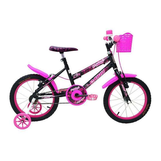 Imagem de Bicicleta Infantil Feminina Aro 16 - Preto e Pink - Cairu