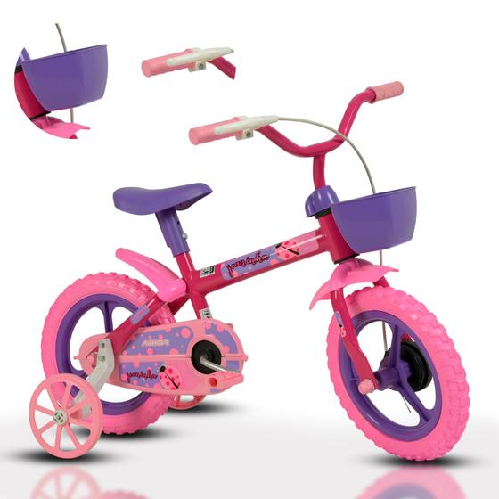 Imagem de Bicicleta Infantil Feminina Joaninha Aro12 Athor Rodinhas
