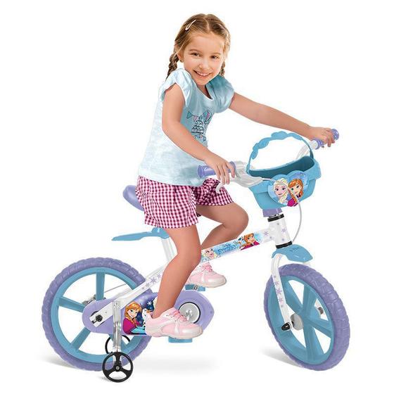 Imagem de Bicicleta Infantil Frozen Disney Aro 14 Cestinha - Bandeirante