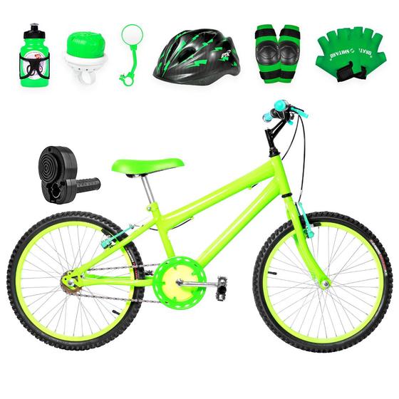 Imagem de Bicicleta Infantil Masculina Aro 20 Alumínio Colorido + Kit Premium