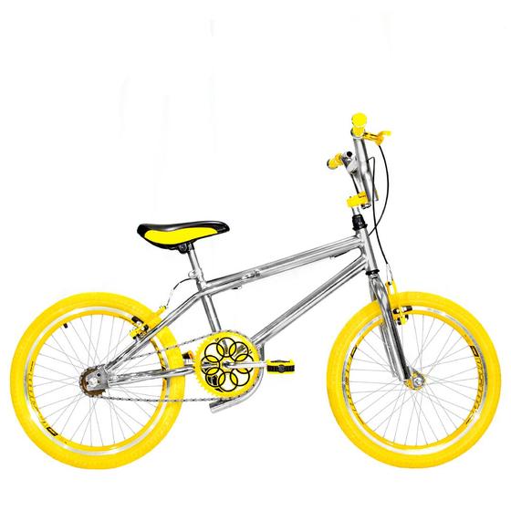 Imagem de Bicicleta Infantil Masculina Aro 20 Cross Cromada + Descanso Lateral