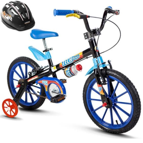 Imagem de Bicicleta Infantil Masculina Tech Boys Aro 16 Nathor com Capacete Preto