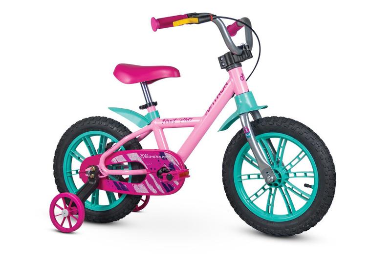 Imagem de Bicicleta Infantil Menina First Pro Aro 14 Com Rodinhas Nathor