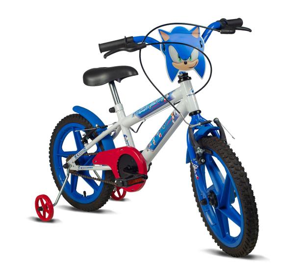 Imagem de Bicicleta Infantil Menino Aro 16 Sonic Branca E Azul