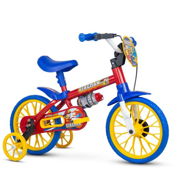 Imagem de Bicicleta Infantil Menino Nathor Aro 12 Bombeiros Com Rodinhas