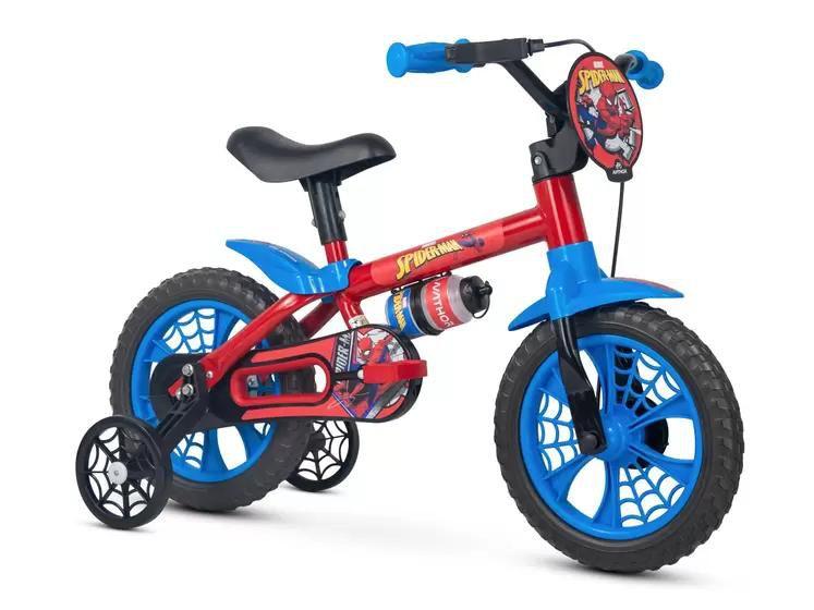 Imagem de Bicicleta Infantil Menino Spider Nathor Aro 12 com rodinhas Homem Aranha