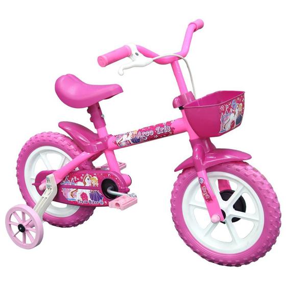 Imagem de Bicicleta Infantil Track E Bikes Aro 12 com Cestinha Rodas de Apoio Lateral Cobre Corrente Arco Iris