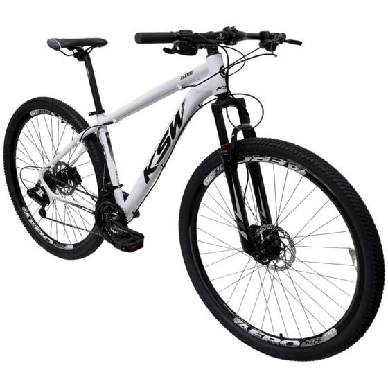 Imagem de Bicicleta KSW Aro 29 Câmbio Shimano 24 Marchas Cubos K7 Freio Hidráulico com Suspensão