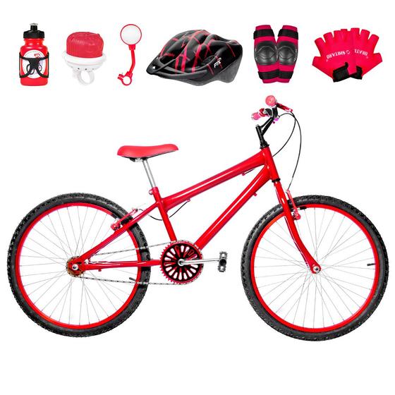 Imagem de Bicicleta Masculina Aro 24 Alumínio Colorido + Kit Proteção