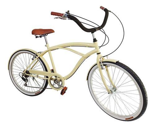 Imagem de Bicicleta Masculina Aro 26 Estilo Retrô 6v Bege