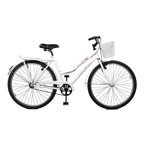 Bicicleta Master Bike Aro 26 Kamilla Freio V-Brake c/ Cesta Branco Menor preço em Bicicleta Master Bike Aro 26 Kamilla Freio V-Brake c/ Cesta Branco