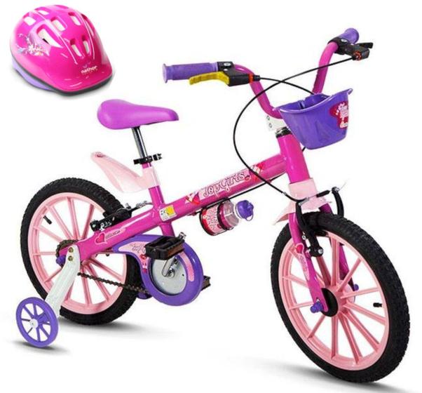 Imagem de Bicicleta para menina Top Girls Aro 16 Nathor com Capacete Rosa