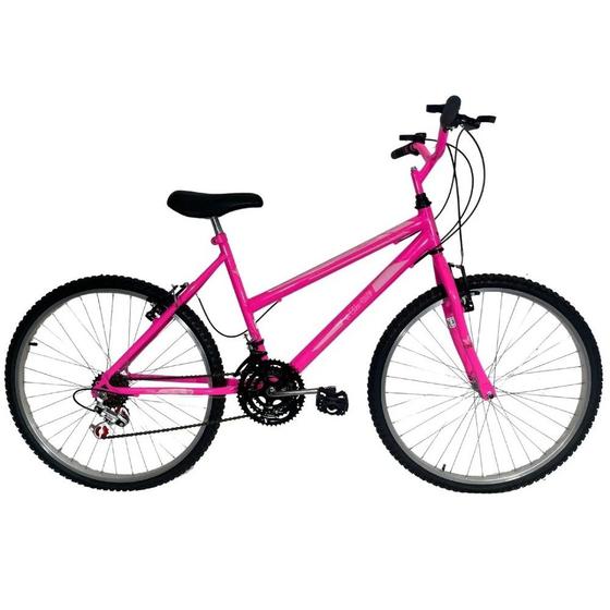Imagem de Bicicleta Passeio 18 Marchas Aro 26 Feminina Rosa Neon