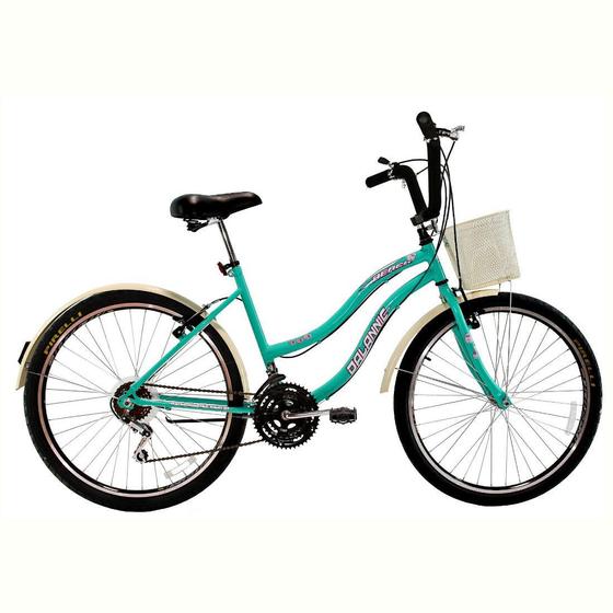 Imagem de Bicicleta Retrô Vintage Aro 26 18v Feminina Beach Azul Turquesa