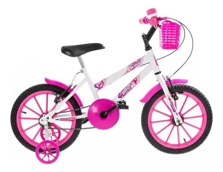 Imagem de Bicicleta Ultra Kids Aro 16 - Branco + Rosa