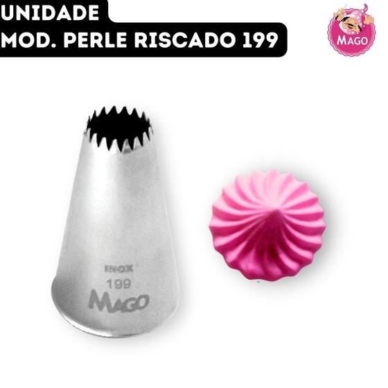 Imagem de Bico de Confeitar Perle Riscado Inox Pequeno Mago - Mod. 199 - Unidade