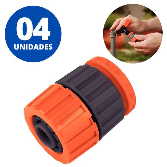 Imagem de Bico Engate Rosqueado P/ Mangueira 1/2" Polegada Com Conxeão Torneira de 3/4" + Redução P/ 1/2"  Tramontina  Kit 04 Un