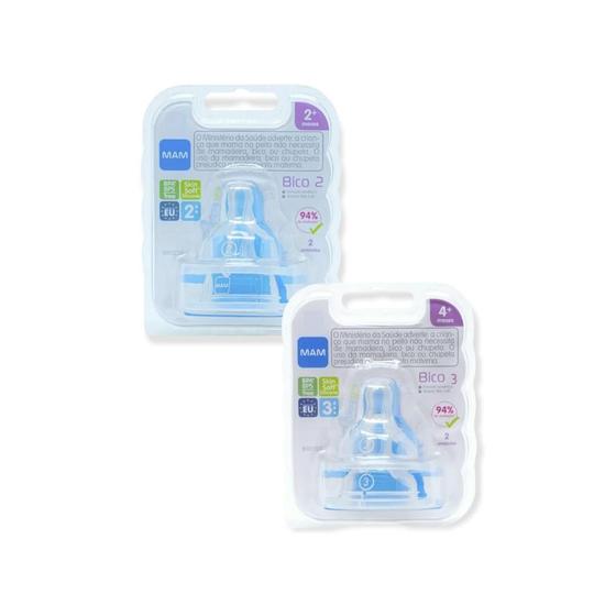 Imagem de Bico Reposição Mamadeira Mam Skinsoft Com 4 Unidades