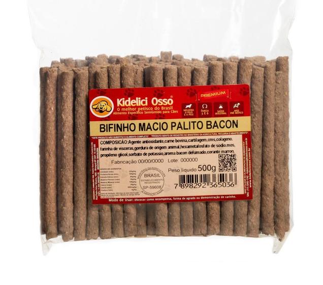 Imagem de Bifinho Macio Palito - Kidelici Osso - Sabor Bacon - 500G