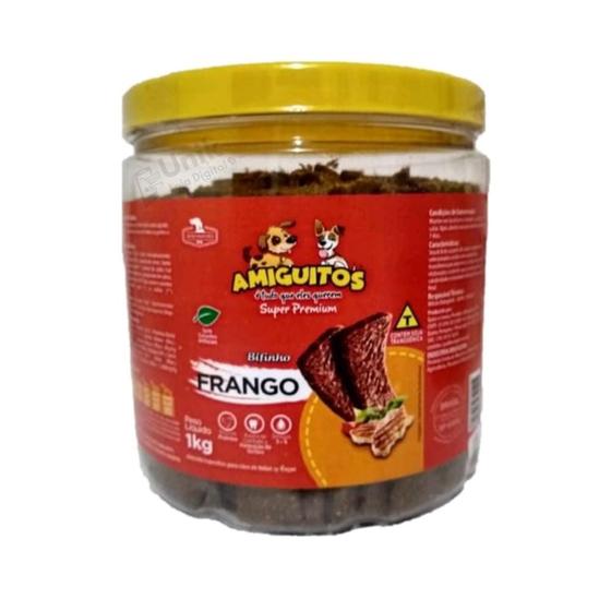 Imagem de Bifinho para Cães Super Premium Sabor Frango Pote 1Kg Amiguitos Original