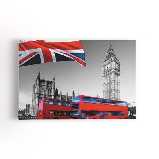 Imagem de Big Ben Londres Onibus Vermelho Quadro Canvas 60x40cm