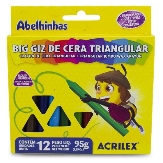 Imagem de Big Giz de Cera Triangular 95g 12 Cores Acrilex - 9312