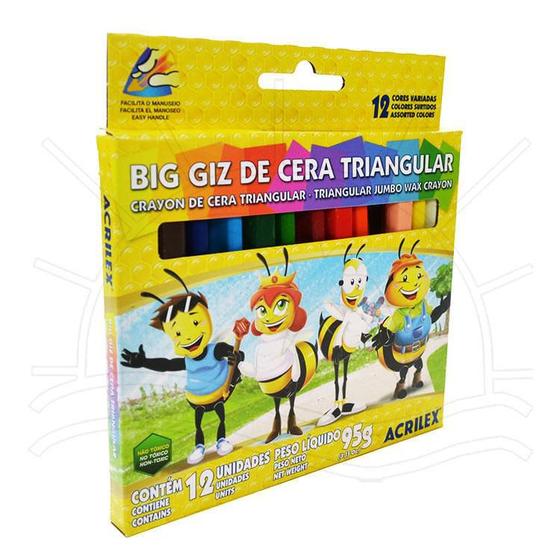 Imagem de Big Giz de Cera Triangular Acrilex - 12 cores