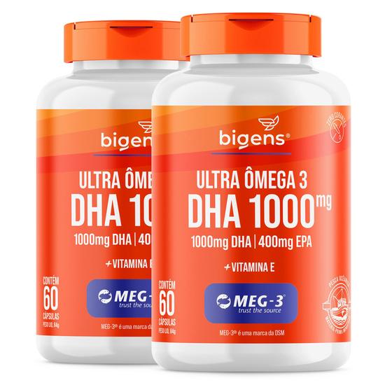 Bigens kit 2x ultra omega 3 dha 1000 Menor preço em Bigens kit 2x ultra omega 3 dha 1000