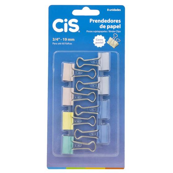 Imagem de Binder clips 19 mm C/8 pastel CIS