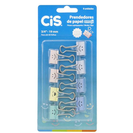 Imagem de Binder clips 19 MM pastel emoji C/8 CIS