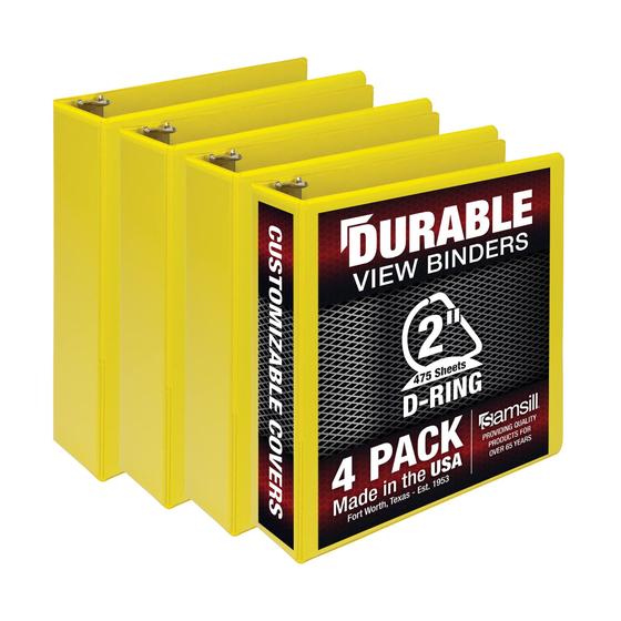 Imagem de Binder Samsill D-Ring Durável de 2 Polegadas - Pacote com 4 Unidades (Amarelo)