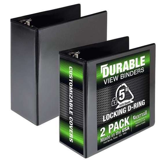 Imagem de Binder Samsill Durable 5 Polegadas com 3 Anéis - Pacote com 2 Unidades - Preto