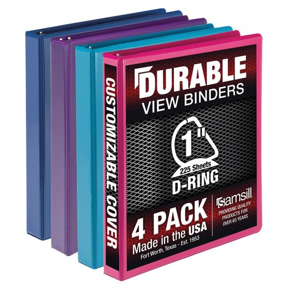 Imagem de Binder Samsill Durable D Ring de 1 polegada, pacote com 4, 225 páginas