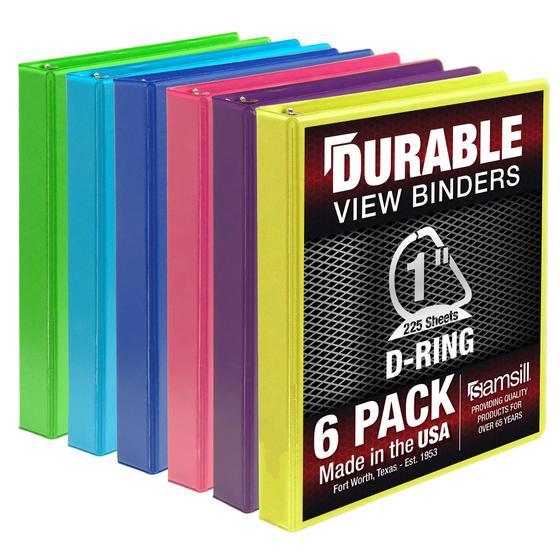 Imagem de Binder Samsill Durable D Ring de 1 polegada, pacote com 6, contém 225 páginas