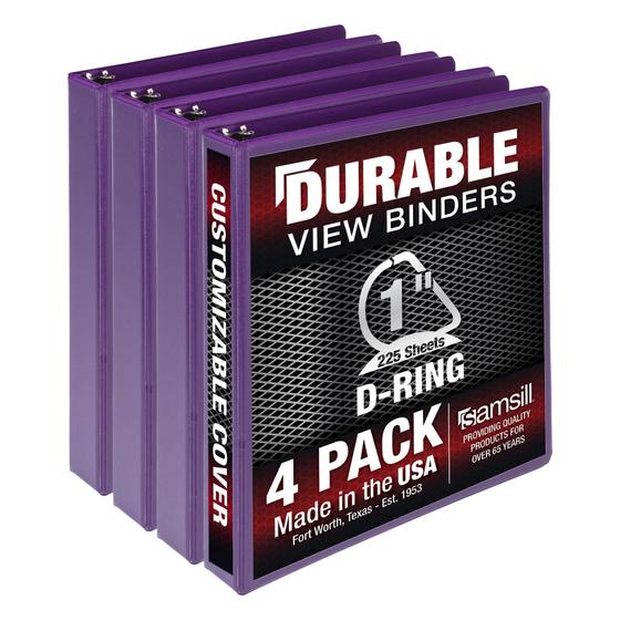 Imagem de Binder Samsill Durable de 1 polegada roxo, pacote com 4, 225 páginas