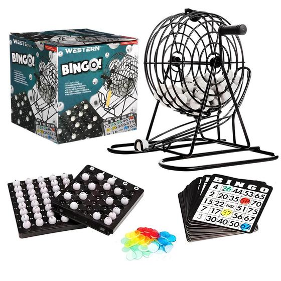 Imagem de Bingo Profissional Completo Grande Metal 75 Bolinhas com Cartelas