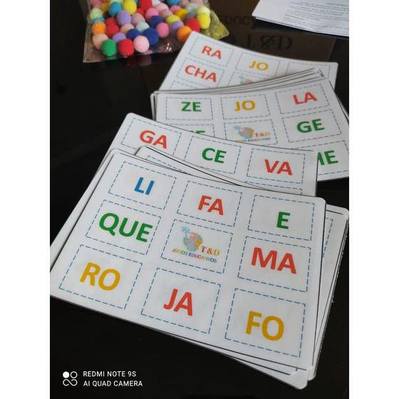 Imagem de Bingo Silábico Alfabetização sala de aula consultório recurso pedagógico material estruturado