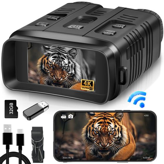 Imagem de Binóculos de Visão Noturna Dnogjo 4K com Câmera e Zoom 10x
