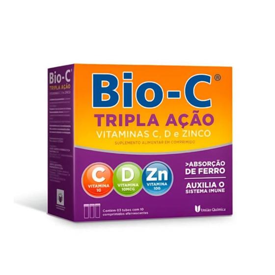 Imagem de Bio-c tripla ação zinco com 30 comprimidos