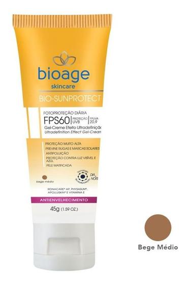 Imagem de Bio-sunprotect gel-creme efeito ud antienvelhecimento fps 60 bege médio - 45g