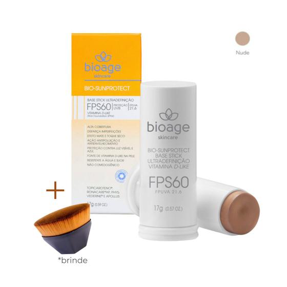 Imagem de Bioage Filtro Solar Fps 60 Stick Bastao Nude 17g + Pincel 