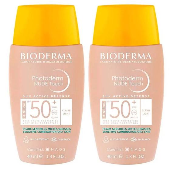 Imagem de Bioderma Photoderm Nude Touch Kit com 2 Unidades  Protetor Solar com Cor FPS50+ - Claro 40ml